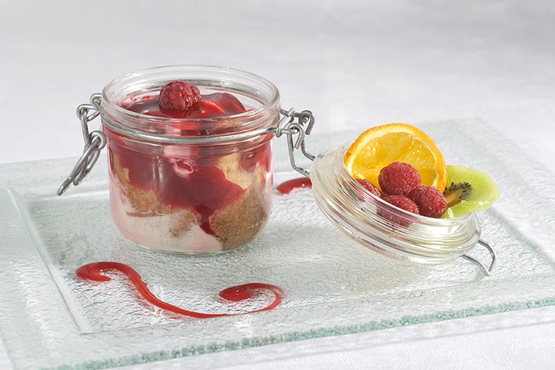 Repas et réception au Château de la Linotte en Bourgogne-Franche-Comté Dessert framboise